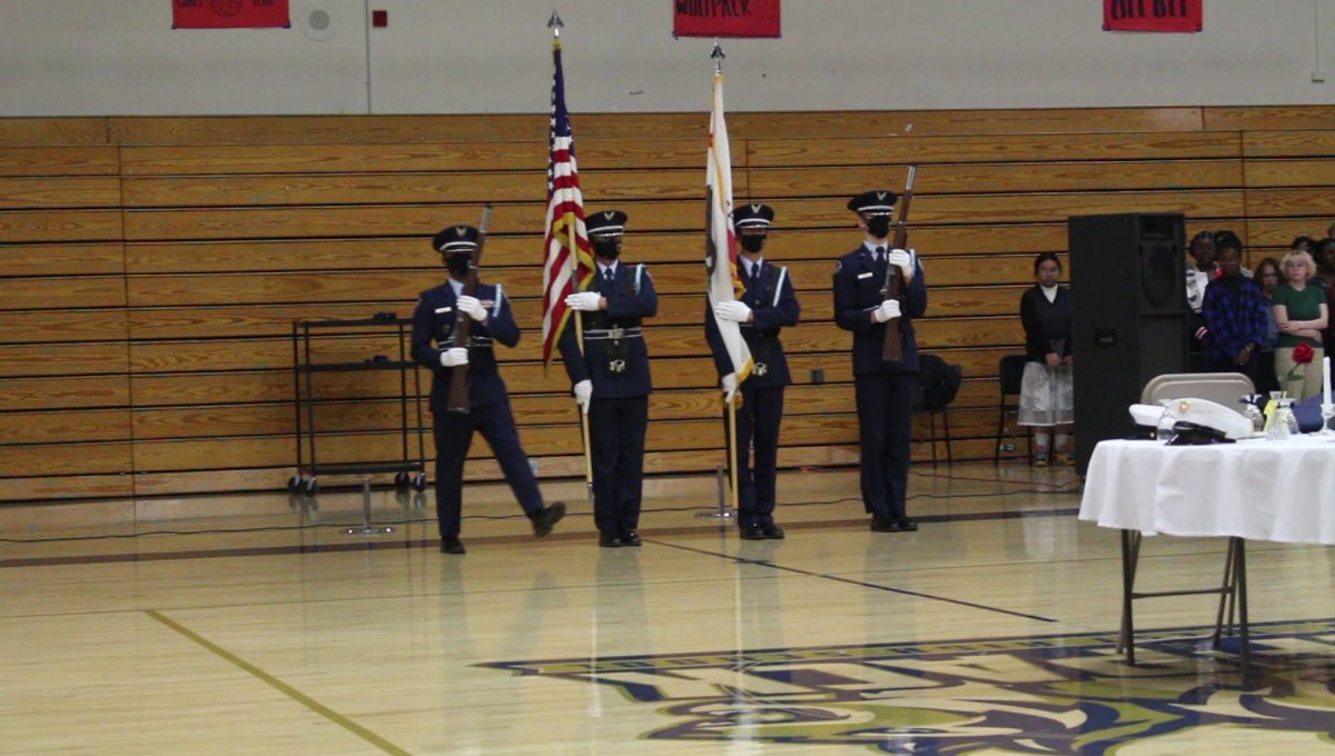 Color Guard standing at Jrotcs 9/11 Ceremony