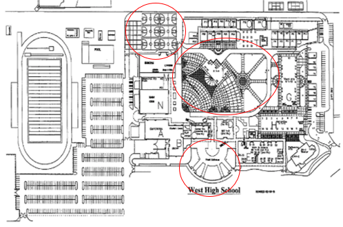 This map shows the areas of campus that held Packfest Booths