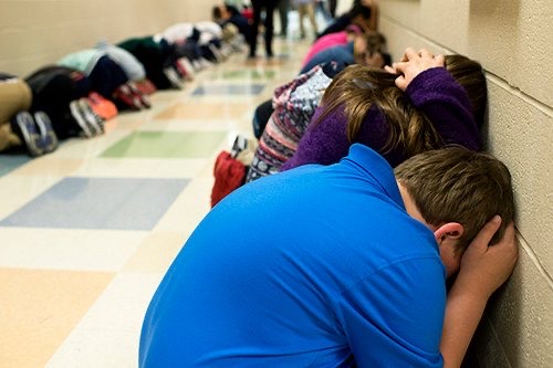 Students Practicing the Active shooter protocol