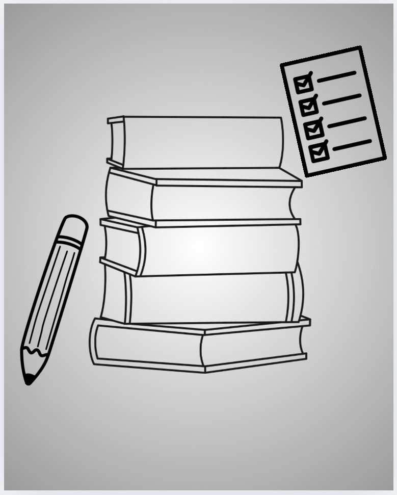 Illustration of books and tests